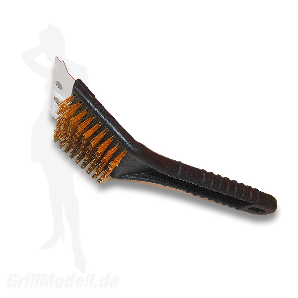 Grillbürste mit Messingbosten und Edelstahlschaber Grillbürste mit Messingbosten und Edelstahlschaber