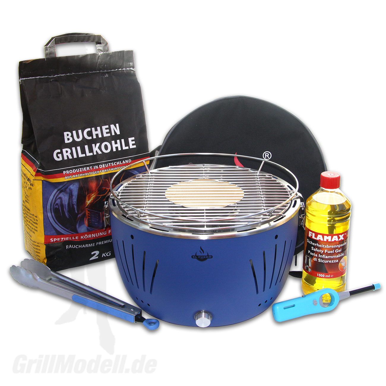Holzkohle Tischgrill Komplett Set mit Tulsa in Farbe Blau Holzkohle Tischgrill Komplett Set mit Tulsa in Farbe Blau