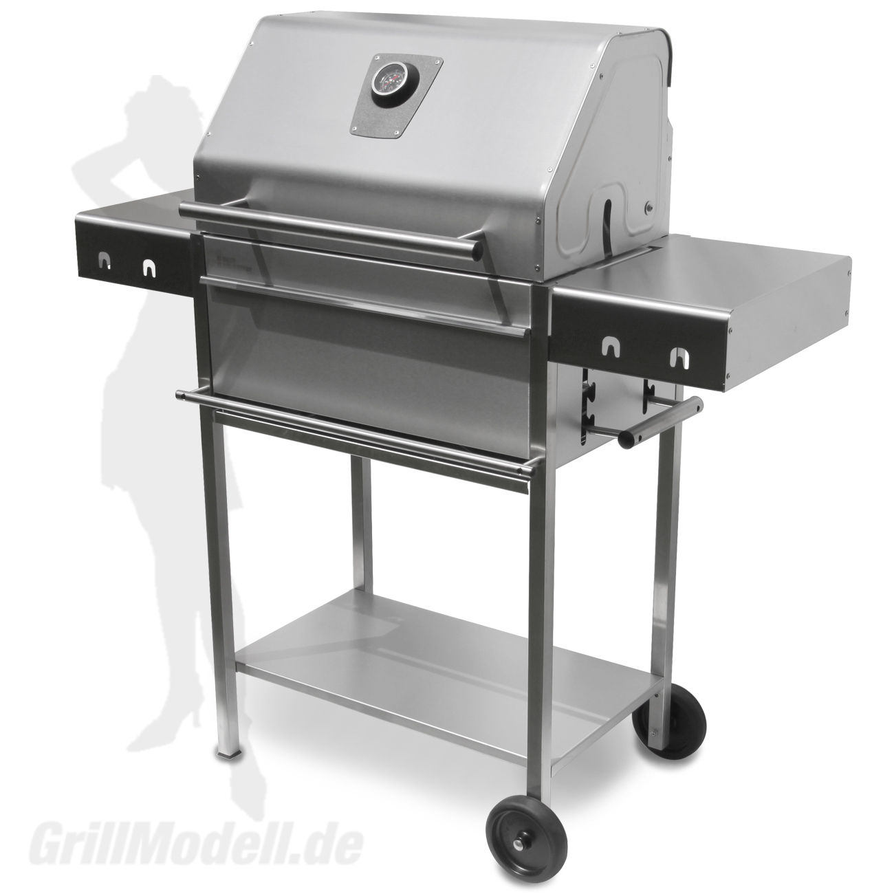 Holzkohlegrill Edelstahlgrill Edelstar L Profi komplett aus Edelstahl mit Grillhaube