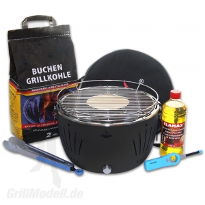 Holzkohle-Tischgrill Komplett-Set - TULSA Anthrazit Holzkohle-Tischgrill Komplett-Set - TULSA Anthrazit